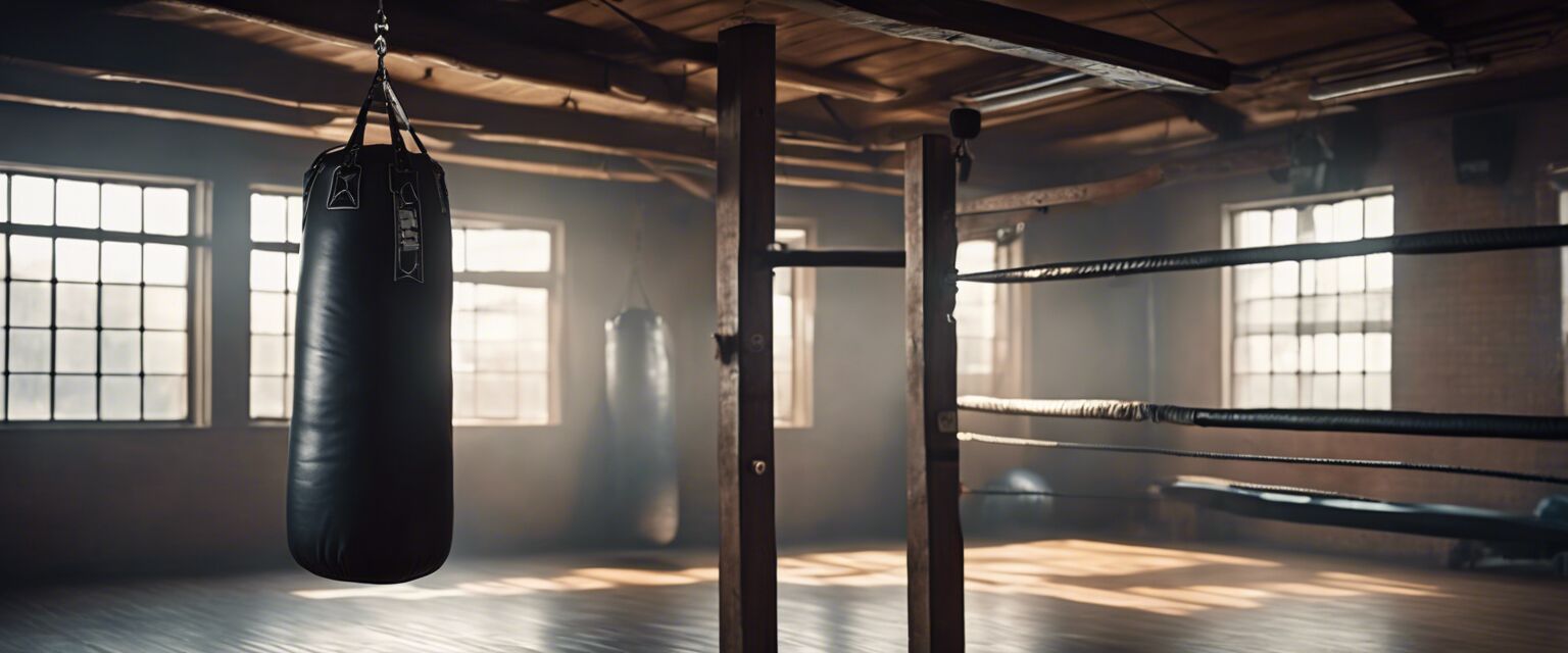 Heavy punching bag in a gym