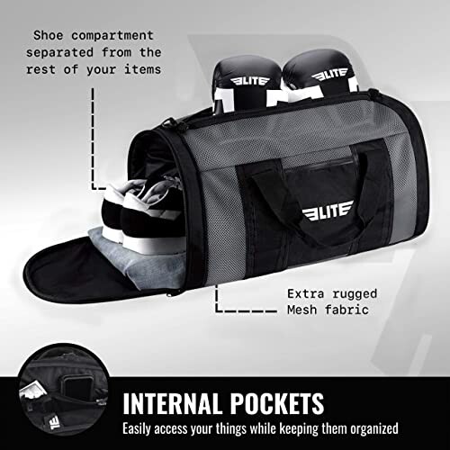 Sports bag with shoe compartment and internal pockets