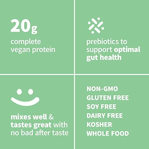 Benefits of vegan protein with prebiotics for gut health.